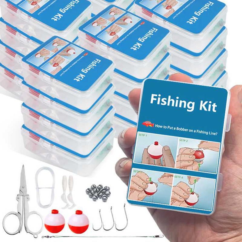 24Pcs/Set Emergency Fishing Kit Portable Mini Tackle Box With Cutters/Floats/Sinkers For Bass/Kayak Fishing Tackle