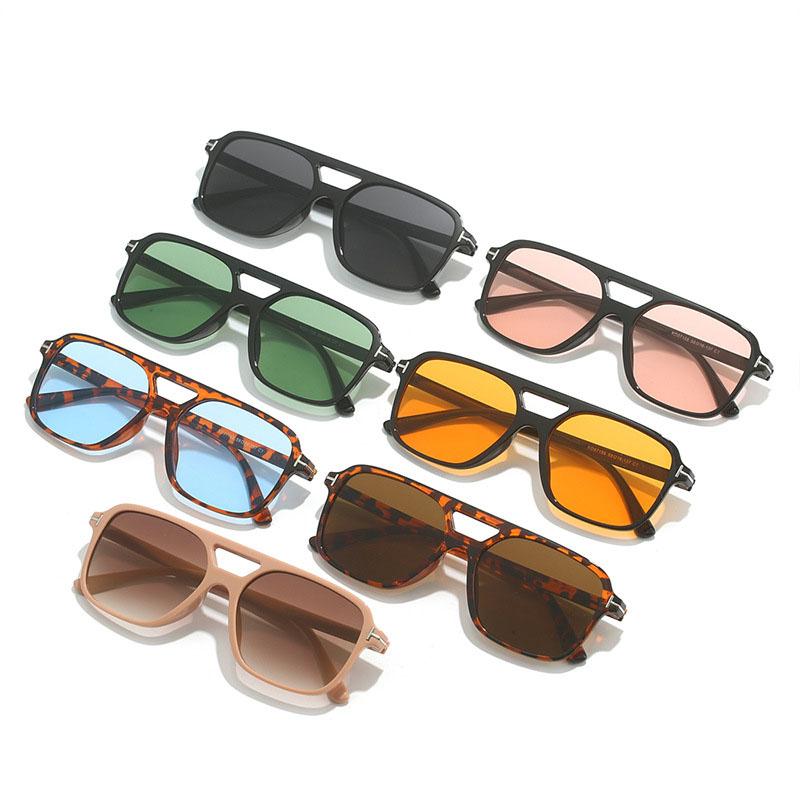 European American Style Women Sunglasses Double Bridge Square Shape Designer Sun Glasses UV400 Protection Man Sunglass