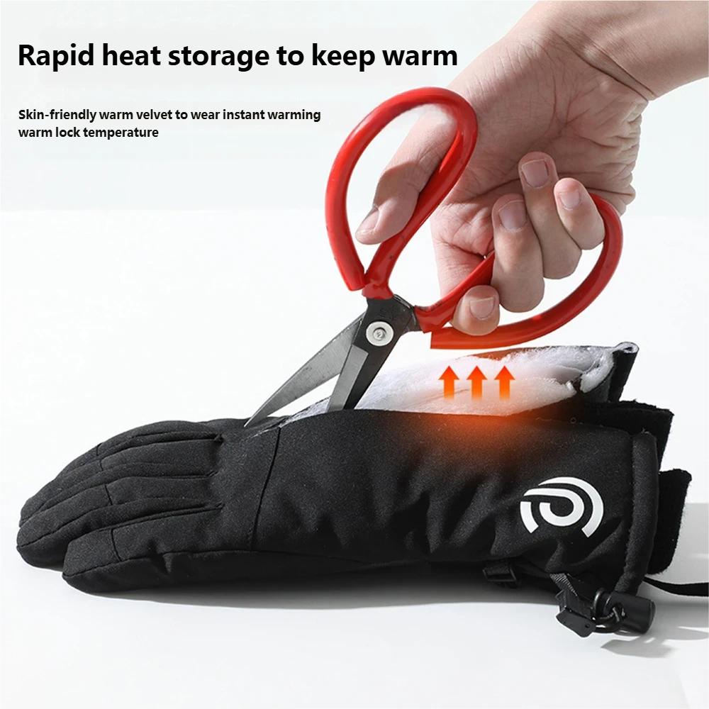 Men Women Waterproof Insulated Split Finger Ski Gloves with Hand Grips and Hook & Loop Closure for Snowboarding Winter Sports
