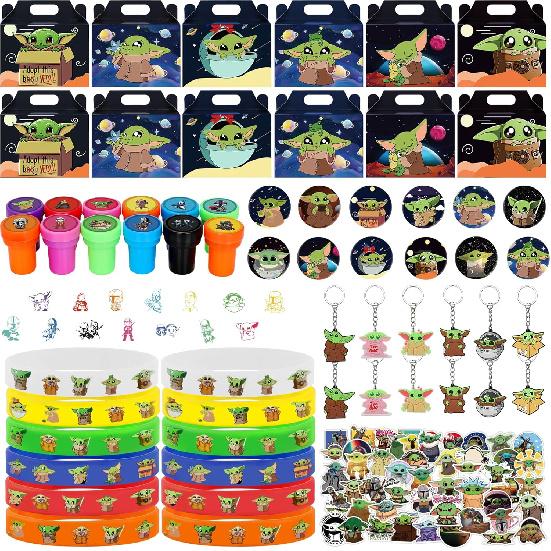 Kids Birthday Party Supplies Kids Birthday Party Favors for Birthday Party Decorations Include 12Pcs Gift Boxes, 14Pcs Stampers, 12Pcs Keychains,