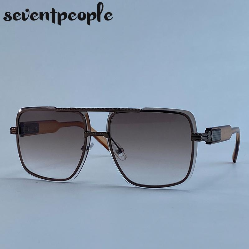 Steampunk Oversized Square Sunglasses Men Luxury Brand Vintage Metal Double Beam Punk Sun Glasses For Male Classic Shades