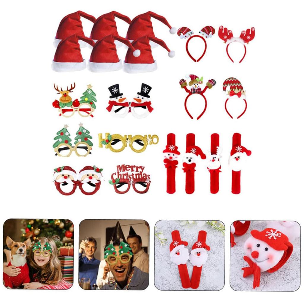 Christmas Glasses Christmas Headbands Christmas Hats Kids Wristbands Cute Hair Hoop Eyeglasses Christmas Decorations Santa Hats Christmas Photo