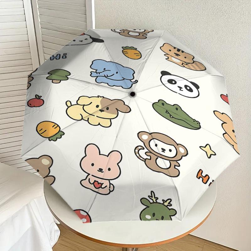 1PC Animal Cartoon Umbrella-8-Rib Reinforced Portable Folding Travel Suitable for All Seasons Outdoor Daily Use-G342