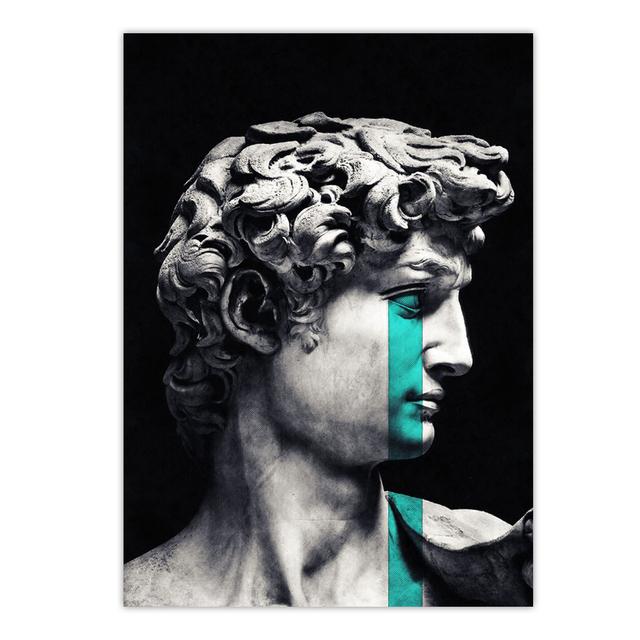

Черно-белая мраморная скульптура, художественные принты, картина, маска Дэвида, классическая настенная холст, постеры, картина для домашнего декора, без рамки 21*30cm