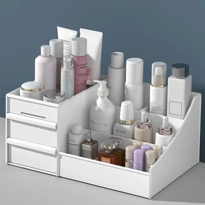 Organizador de maquiagem para cosméticos, grande capacidade, caixa de armazenamento de cosméticos, organizador de mesa, joias, esmalte de unha, recipiente de gaveta de maquiagem