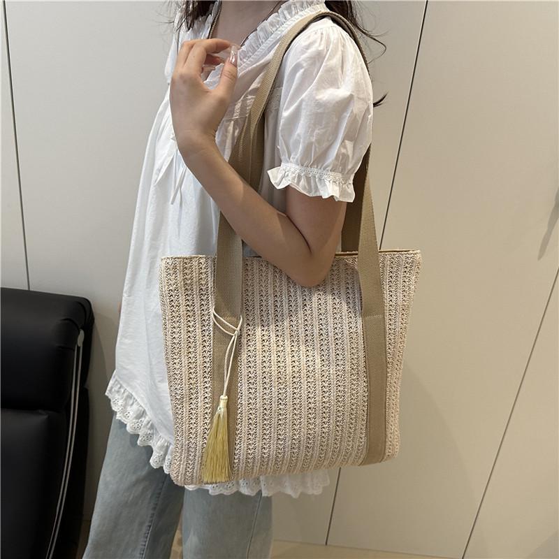 Woven Straw Crossbody Shoulder Bag - Large Capacity, Casual & Versatile Women's Summer Handbag