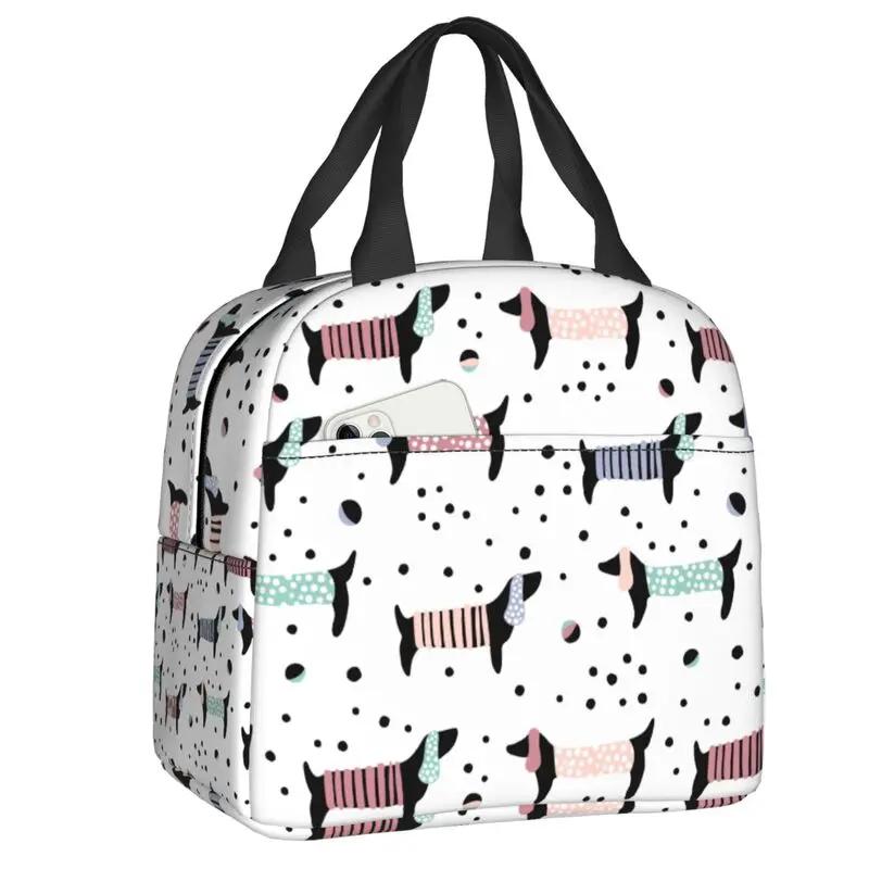 Sausage Dog Lovers Insulated Lunch Bag for Camping Travel Dachshund Waterproof Cooler Thermal Bento Box Women Children