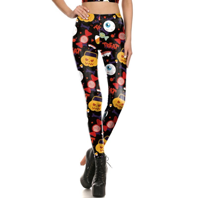 Halloween Damen Skelett Totenkopf Fledermaus Digitaldruck Horror Hose Leggings Skinny Jogginghose Kleine Füße Mädchen