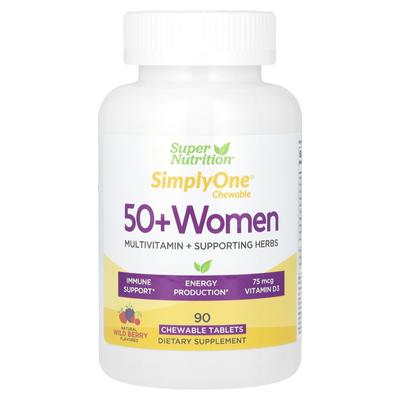 Super Nutrition SimplyOne, Multivitamin- und Kräuterergänzungsmittel für Frauen ab 50, Waldbeere, 90 Kautabletten