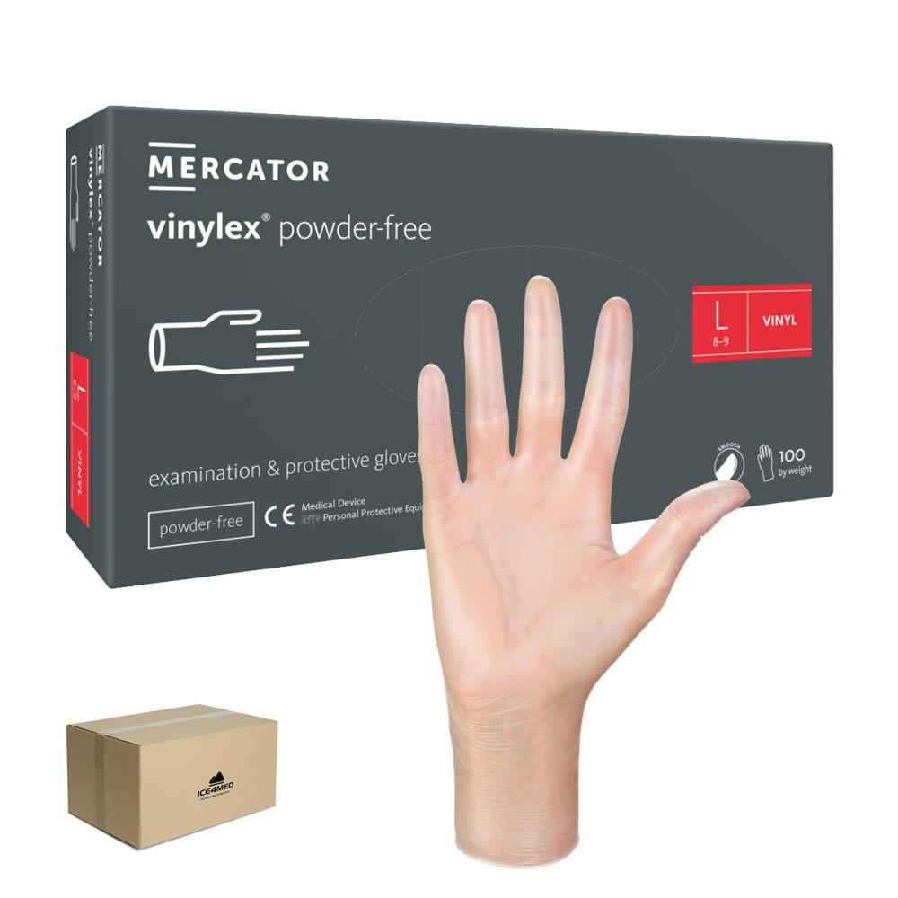 Vinyl Gloves Powder-Free Mercator Vinylex Transparent 100 Pcs Carton 10 Pack