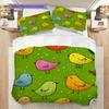 Bird Pattern Bedding Quilt Set Quilt Cover Pillowcase Home Decoration Birthday Gift (1 * duvet cover + 2 * pillowcase, without core)