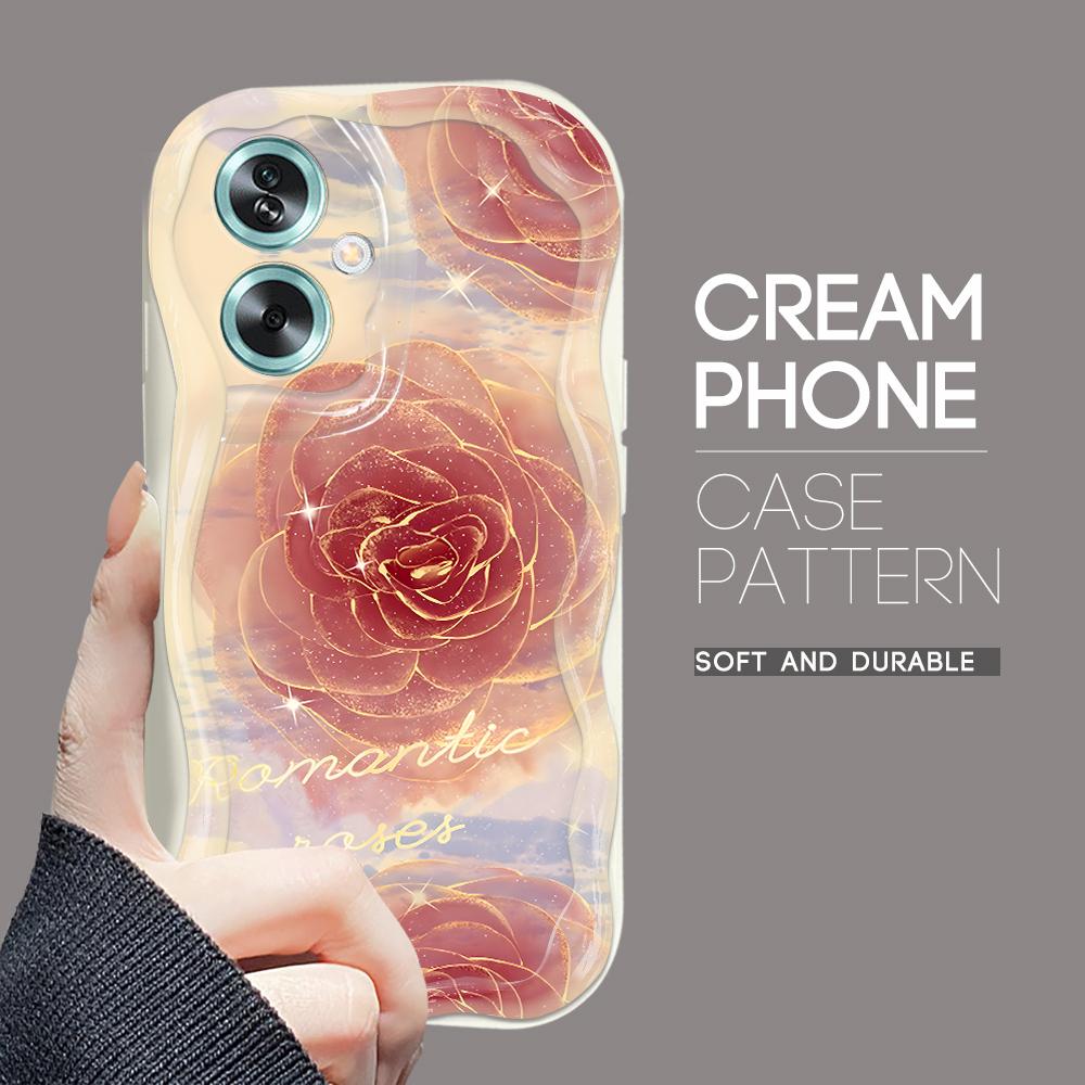 Cute Cartoon Pattern Cream Texture Casing Wavy Edge Soft Silicone Cover Phone Case for OPPO Reno Realme