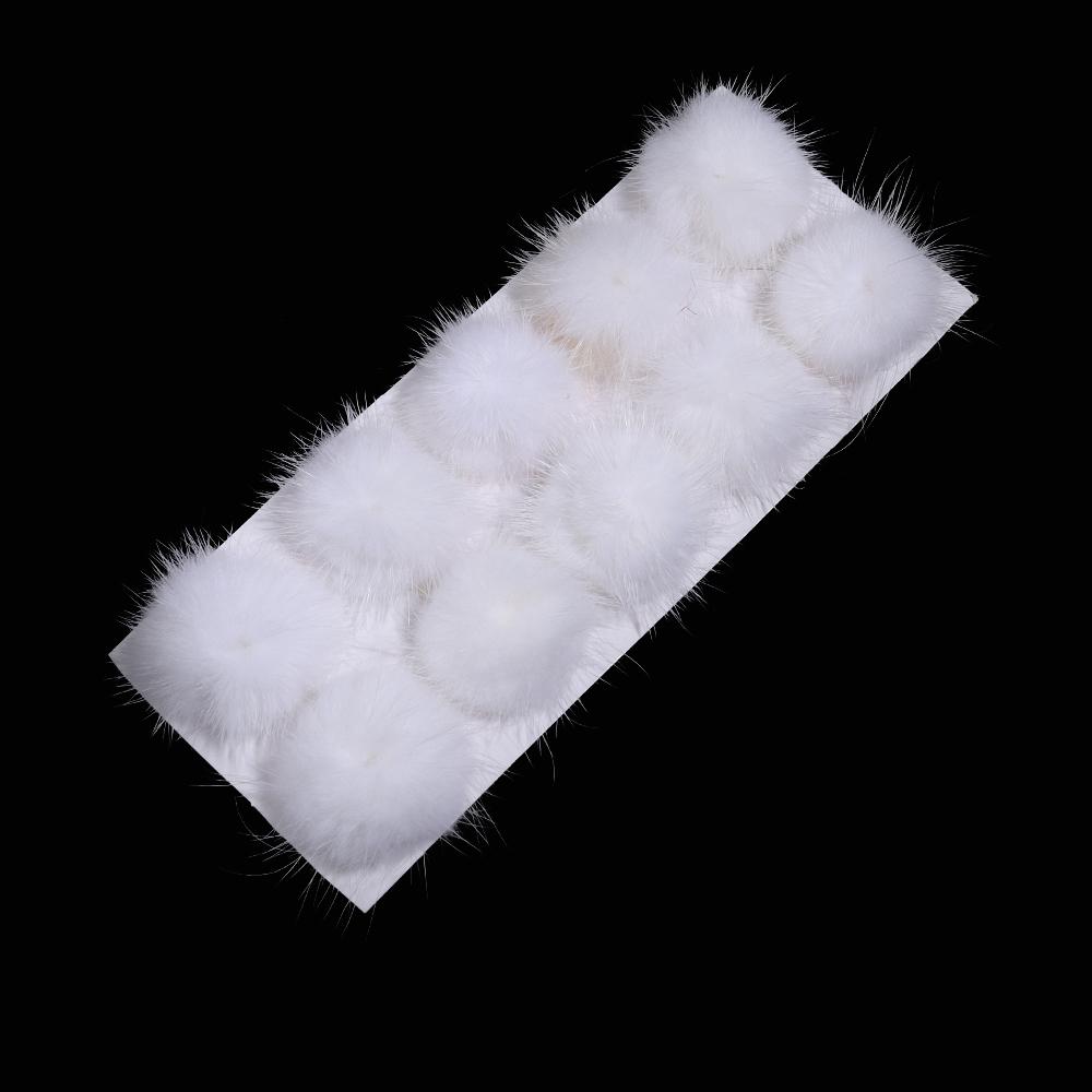 

10Pcs 3cm Mink Fur Plush Ball Plate Buckle Colorful Cute For Handmade Crafts Decoration DIY Hairpin Earring Clothing Accessories белый