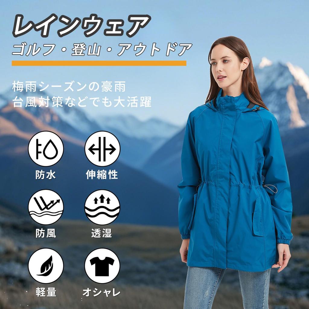 Arashiyama Lightweight Hiking Mountain Rainy Typhoon Protection Women's Waterproof, Breathable, Rainwear, Windproof, Cold-Resistant, Jacket,