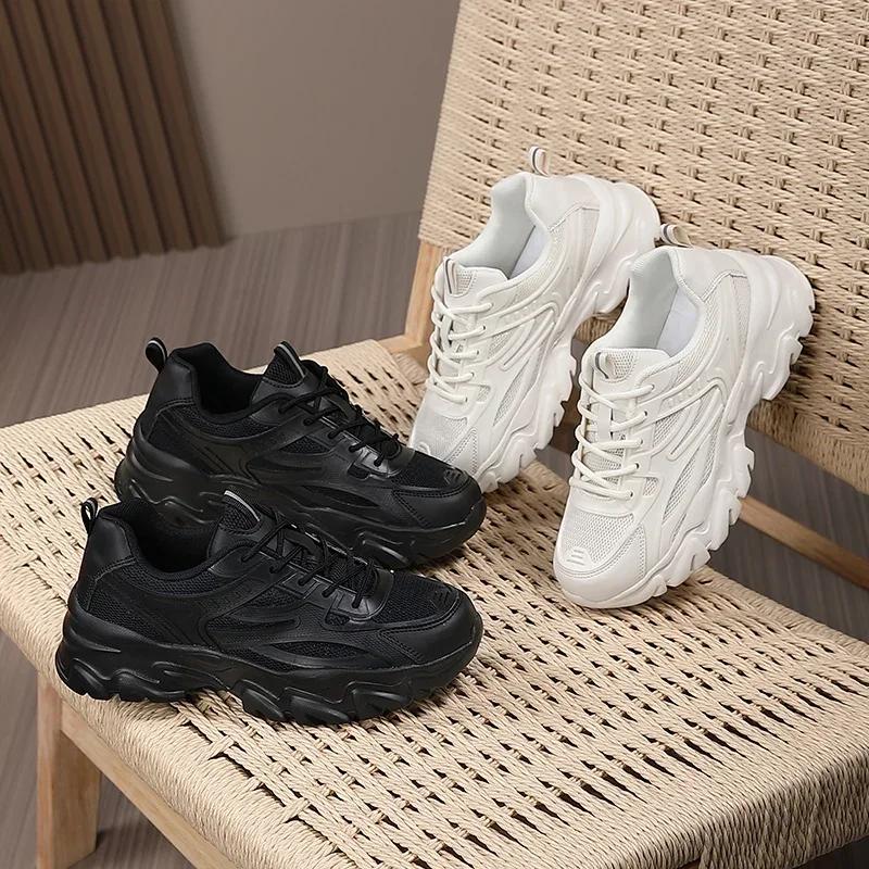 Women Breathable Sports Fitness Casual Sneakers Fashion All-Match Thick Bottom Running Shoes Ladies Non-Slip Dad jogging Shoes