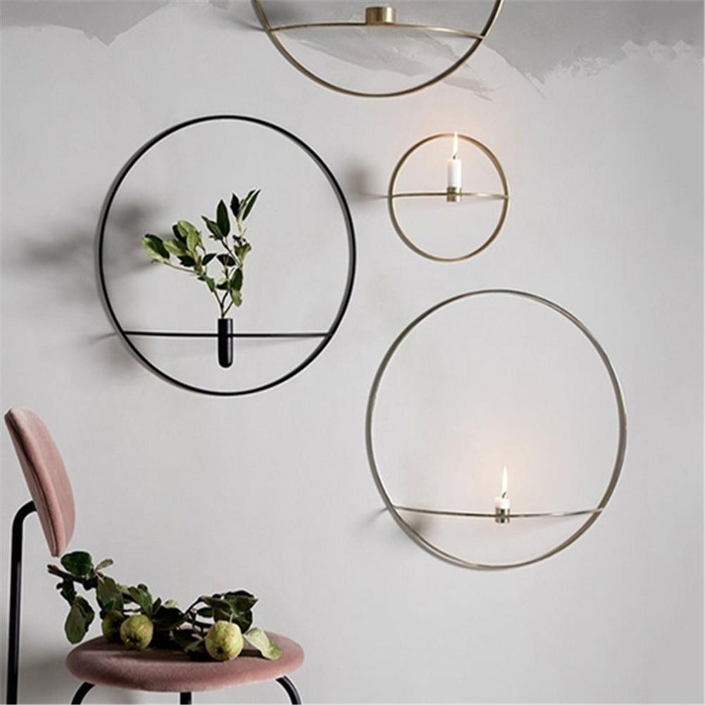 Nordic Style Metal Candle Holder Geometric Candlestick Circle Candle Holder Home Wall Decor