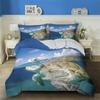 3D Sea Turtle Beddings Set Ocean Duvet Cover Set Teal Mediterranean Style Duvet Cover Queen King Twin Size Bedroom Decoration