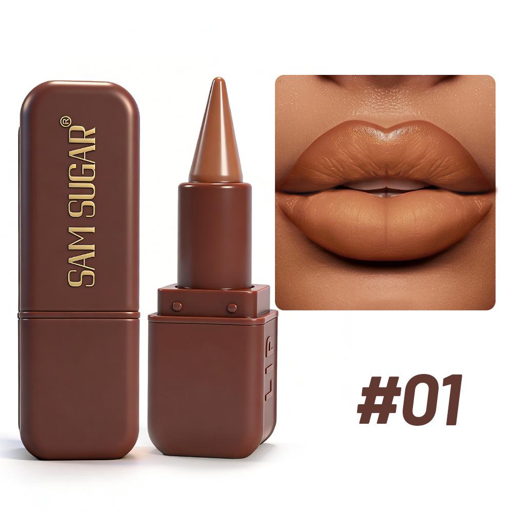 Matná čokoládová rtěnka, 6 barev, Dlouhotrvající voděodolná rtěnka, Hladký sametový tón na rty pro denní & párty make-up