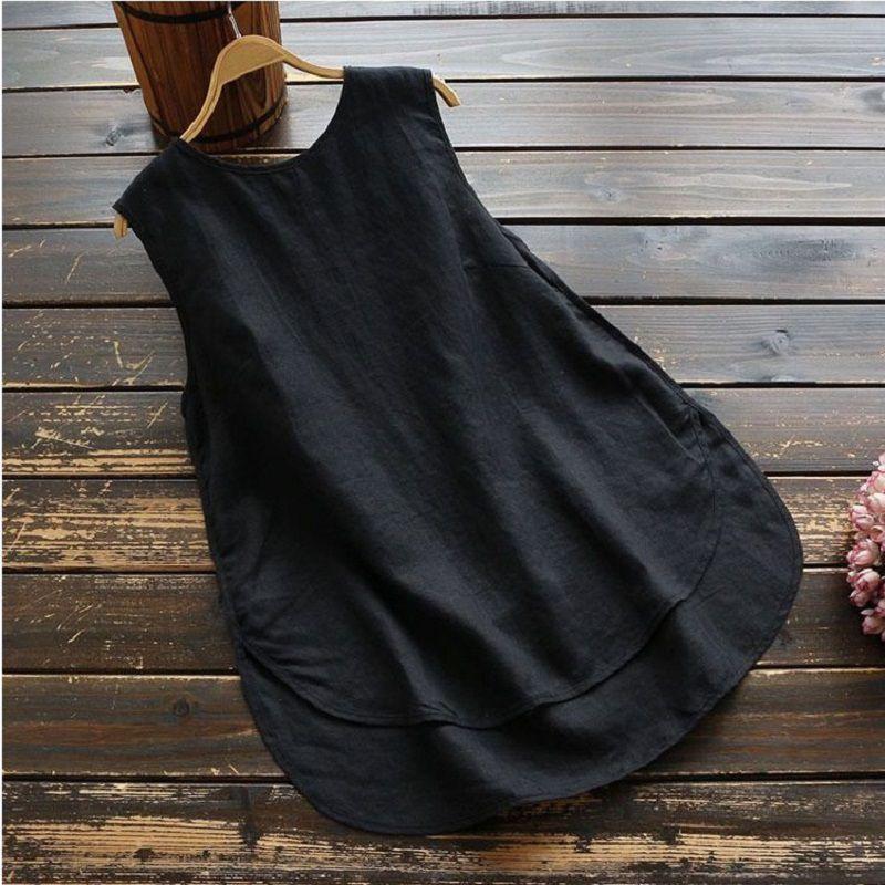 Zanzea Donna Taglie Forti Canotta Basic Senza Maniche Larga Monocolore Per Comfort Stilosa in Estate