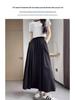 Pleated Yamamoto High-Waist A-line Skirt: Women's Spring/Summer 2025 Korean Style, Slimming, Plus Size, Mid-Length, Hip-Covering Skirt