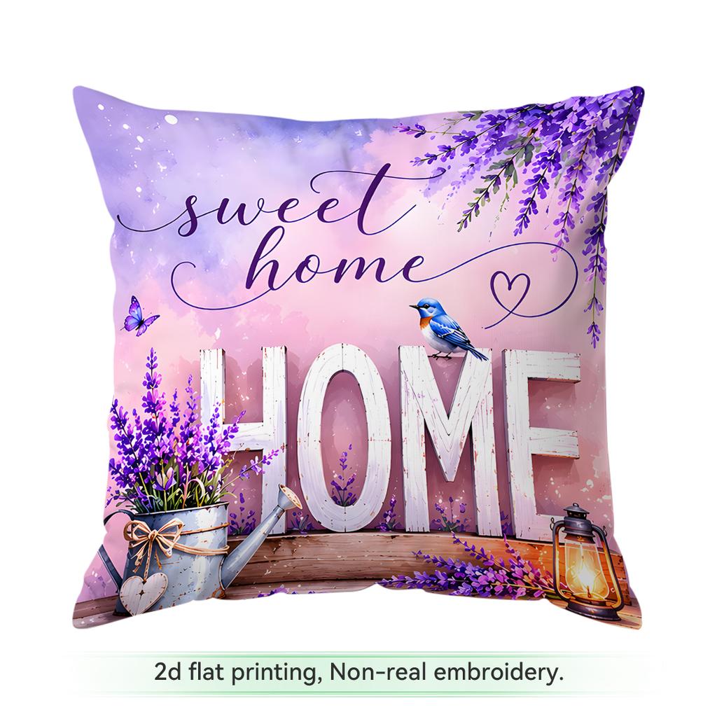 Lavender Flower Language Series Cushions Pillowcase Polyester Cushion Cover Throw Pillow Pillowcover Home Car Sofa Decor