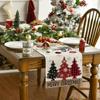 Merry Christmas Red Pine Trees Linen Table Runner Winter Xmas Holiday Party Kitchen Dining Table Decor Navidad Decorations 2025