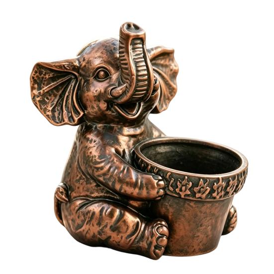 Cute Elephant Planter, Small Animal Flower Pot, Weatherproof Indoor Outdoor Cactus Air Plant Holder for Home Office Desktop Decor