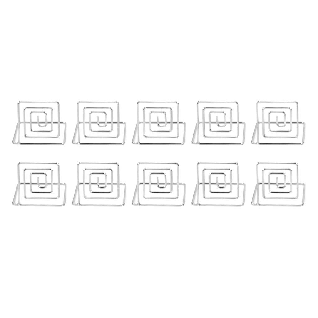 10Pcs Business Card Holder Mini Cute Metal Desktop Message Display Stand for Table Number Photo Memo