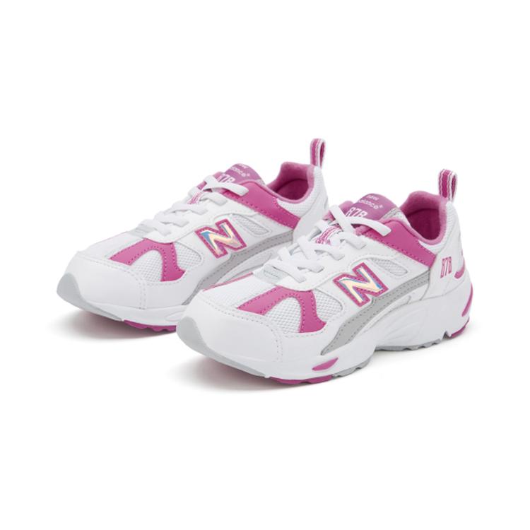 New Balance NB 878 Abrasion Resistant Low top Kids' Running Shoes White Red Children Aged 3 7 Years Old PV878AE