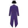 Kids Victorian Costume Retro Renaissance Tailcoat Jacket Gold Buttons Felt Hat Magician Ringmaster Party Outfit