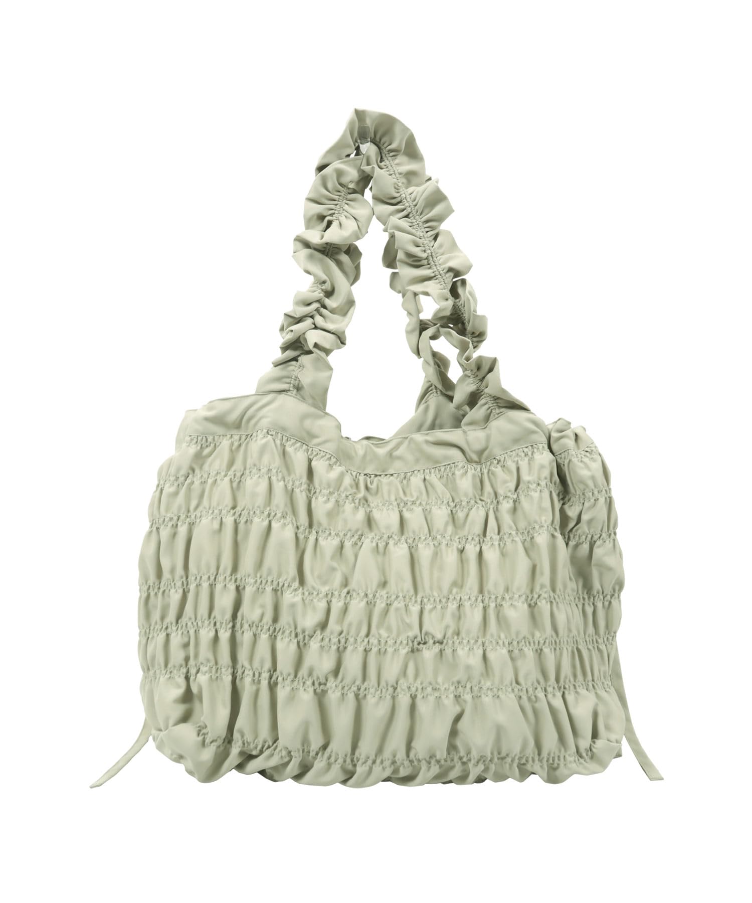 

[Kobe Lettuce][Yui Collaboration] Shirred Tote Bag, Large Capacity, Frilled, Perfect for Moms, Commuting, SpringSummer [B1604] Free Size, Green