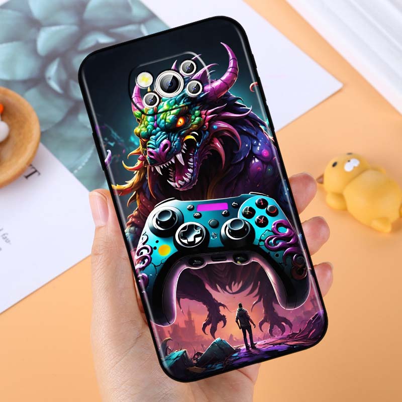 Creative game controller For Xiaomi Mi Poco F3 F4 F5 F6 X3 X4 X5 X6 X7 M3 M4 M5 M6 M7 GT Pro 5G Black Phone Case