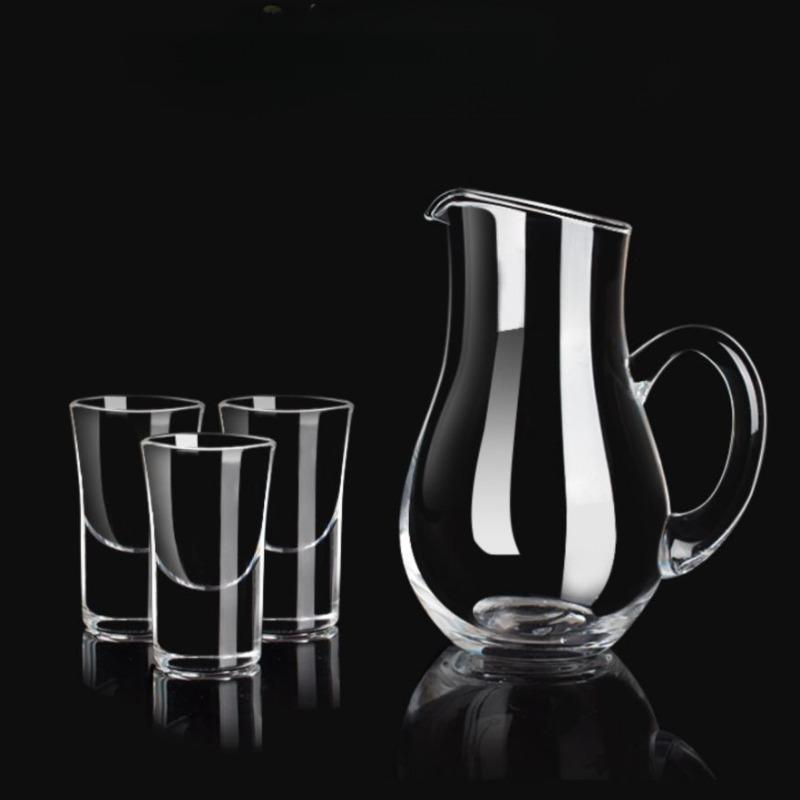 6pcs/7pcs Set Small Wine Glass One Beaker Glass Wine Dispenser Wine Pot Spirit Baijiu Cups Wine Set Household Mini Shot Glasses