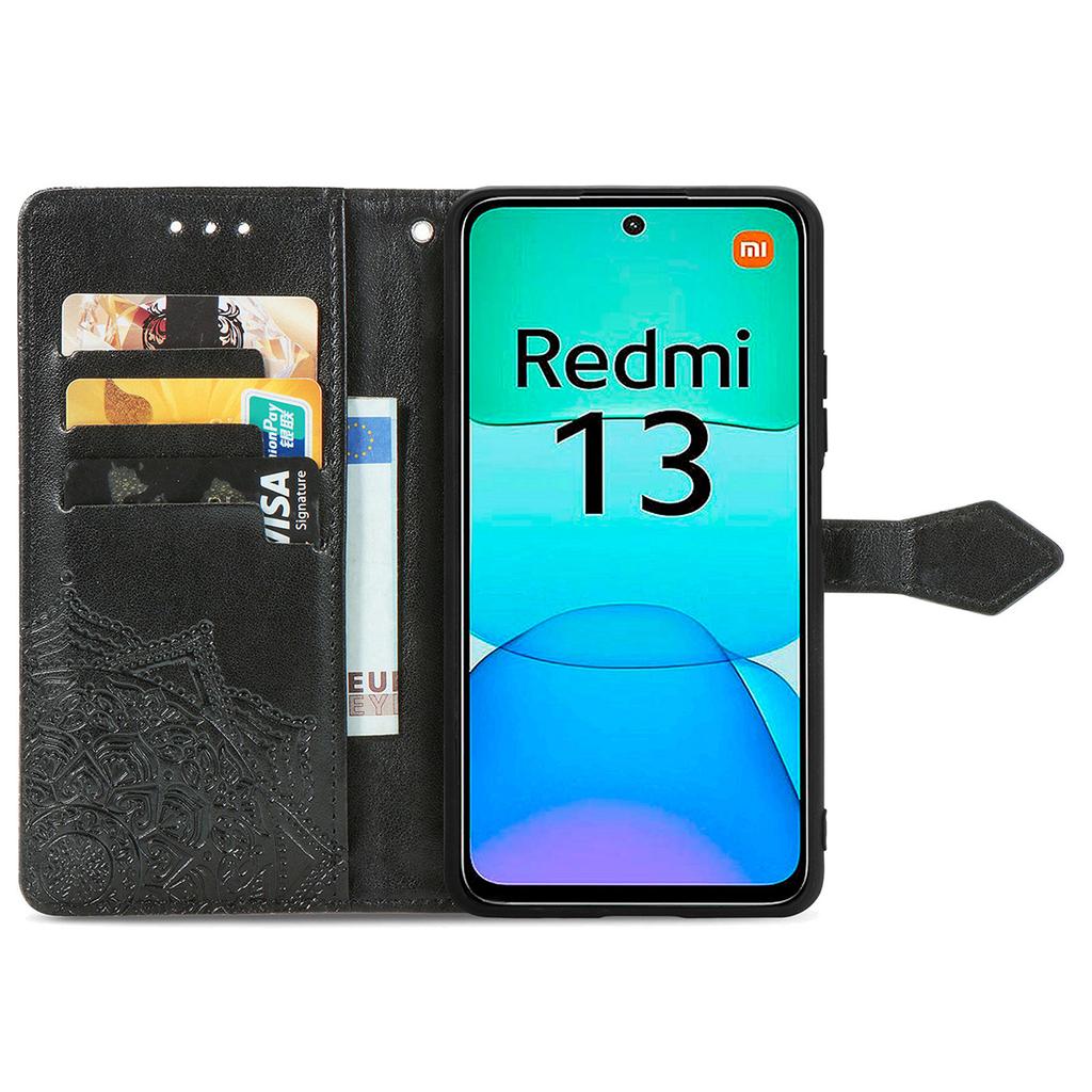 Pro Xiaomi Redmi 13 5G/13 4G Pouzdro Kožený Kryt na Telefon Mandala Reliéfní Design