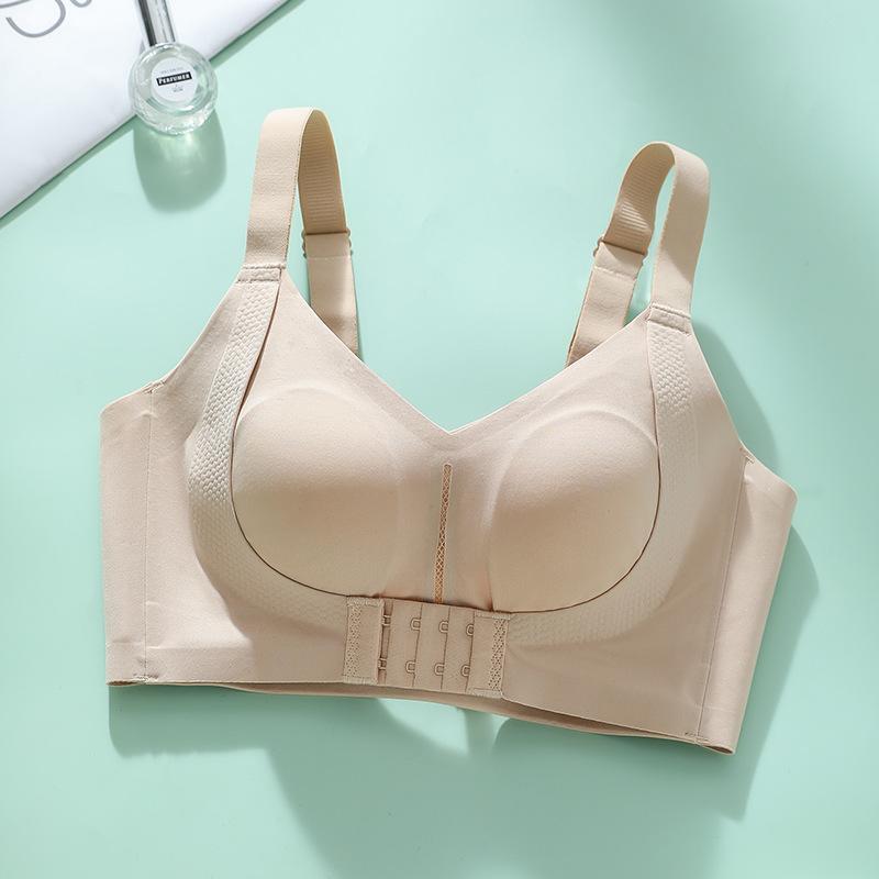 Large breasts show small underwear, full cup, thin adjustment type, seamless large size bra, double breasts, anti-sagging bra.