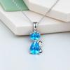 Aqua Blue Pink White Zircon Small Cat Pendant Cute Animal Necklaces For Women Trendy Silver Color Chain Necklace Wedding Jewelry