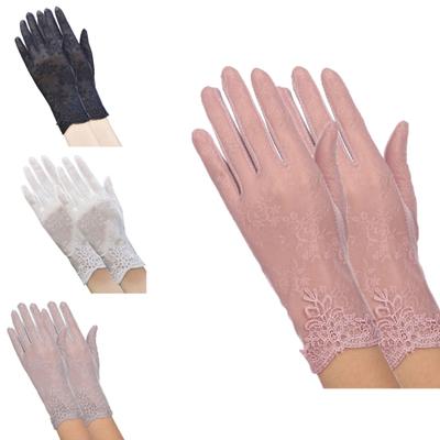 Gloves Flower Pattern Multi-use Faux Silk UV Protection Non-Slip Mittens for Women