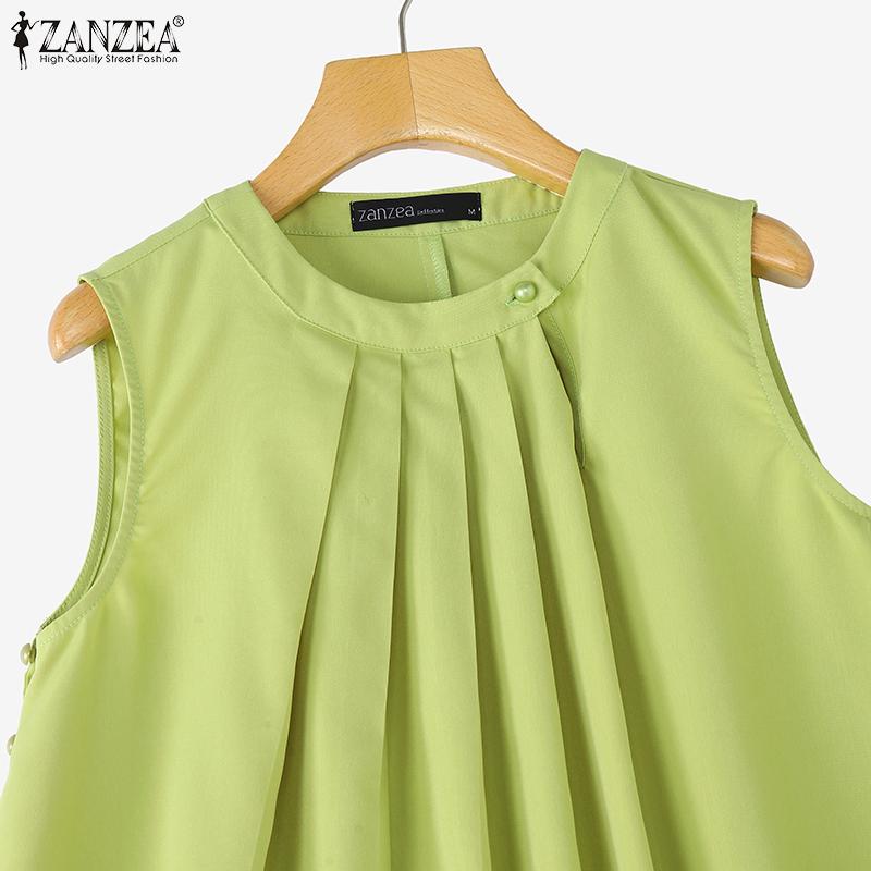 ZANZEA Women Casual Round Neck Loose Summer Sleeveless Tank Tops