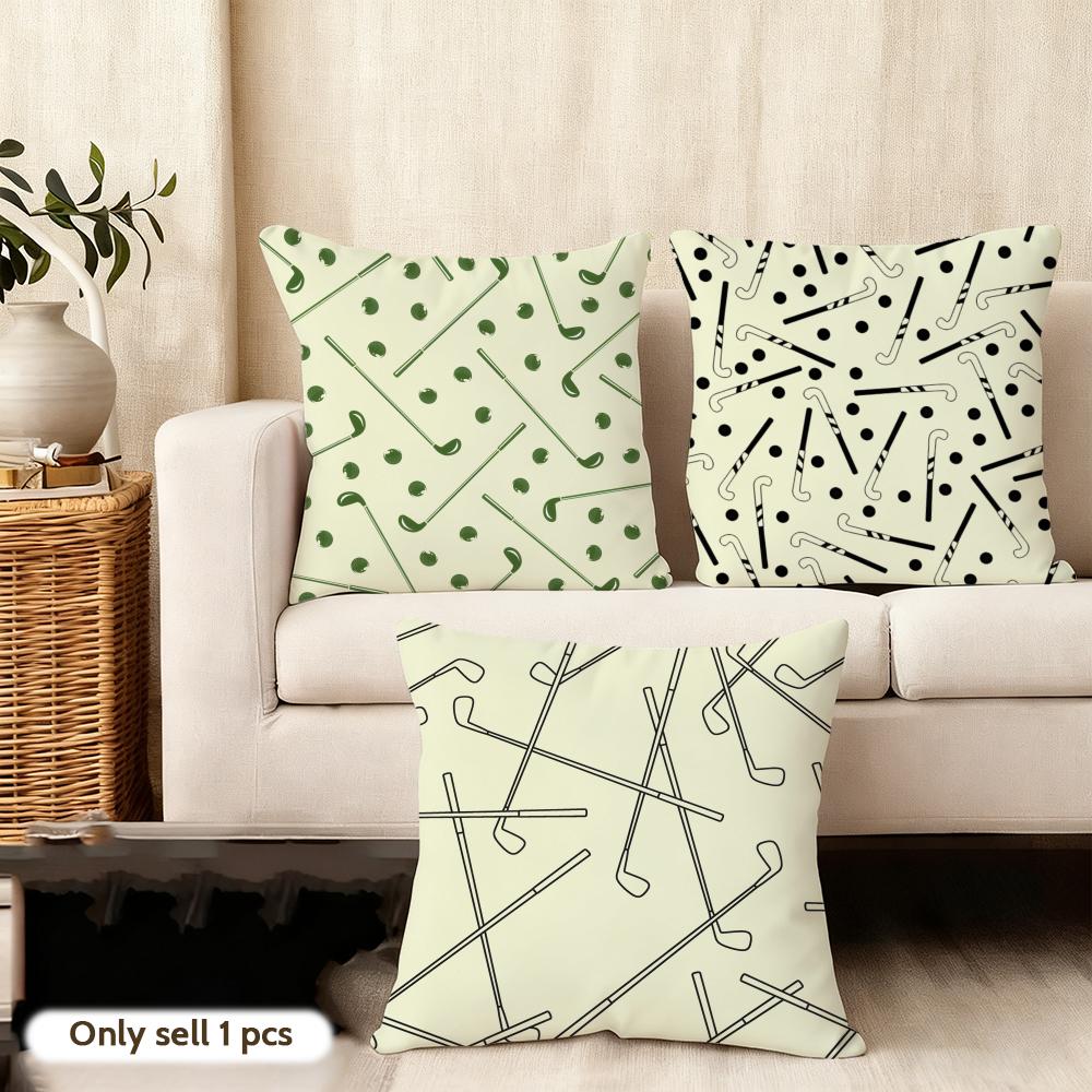 Housse de coussin Rétro Golf Tissu Peluche Doux Housse de coussin Imprimée Double Face pour Toutes les Saisons Décoration Intérieure Moderne Cadeau