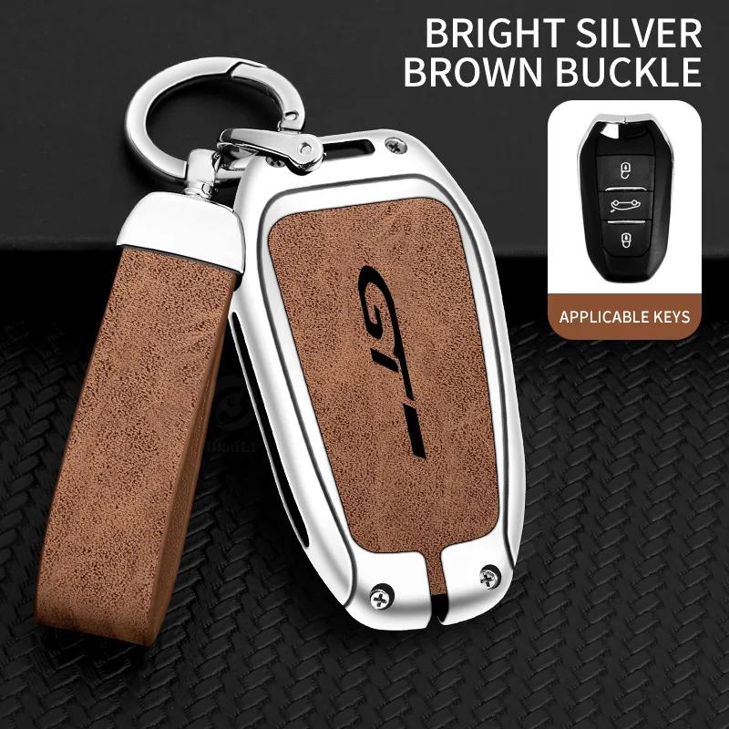 Interior Mouldings Car Zinc Alloy Key Case Bag For Peugeot GTLine 207 307 407 208 308 408 508 2008 3008 4008 5008 RCZ Car Key Ch