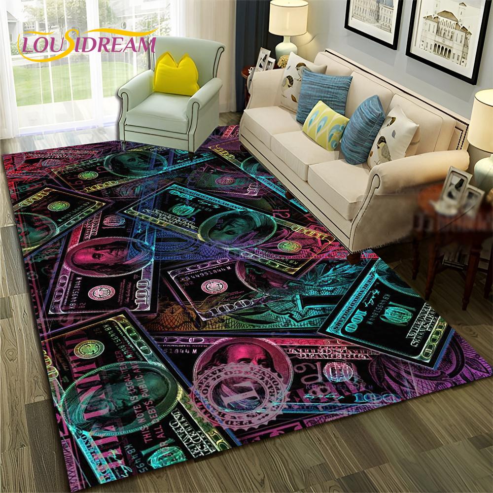 3D Dollar Euro Money  Rich Pattern Carpet Rug for Home Living Room Bedroom Sofa Doormat Decor,Child Area Rug Non-slip Floor Mat