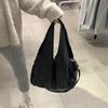 Cross-border Large-capacity Bag 2025 New Shoulder Bag Soft-sided Casual Retro Black Tote Bag Messenger Bag Bag Women