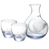 Otsuka Glass "Moon Rabbit" Pocket Carafe, Glass Sake Bottle, and Sake Cup Set (3-Piece Set) Approx. 270ml Blue Made In Japan 24-773-5
