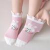 Children's Mid-Calf Socks 5 Pairs Cute Rabbit Floral Design Lace Edge Soft Elastic Socks for Toddler Girls All Seasons