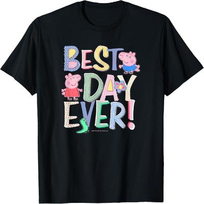 Peppa Pig Best Day Ever Colorful Font Patterns T-Shirt