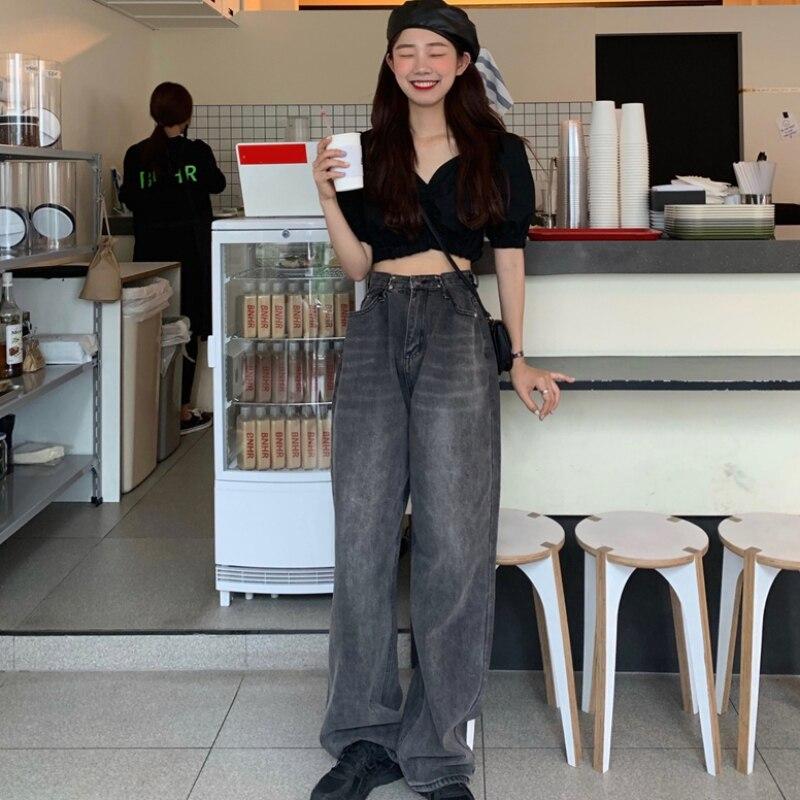 Donne Wide Leg Jeans Comodi Pantaloni casual larghi Street Casual Aderenti  Pantaloni dritti a vita alta acquista in modo economico — spedizione  gratuita, recensioni reali con foto — Joom