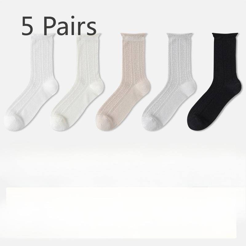 5 Pairs of Mulberry Silk Stockings, Children's Stockings, Girls' Thin Stockings, Ice Stockings, Black Stockings