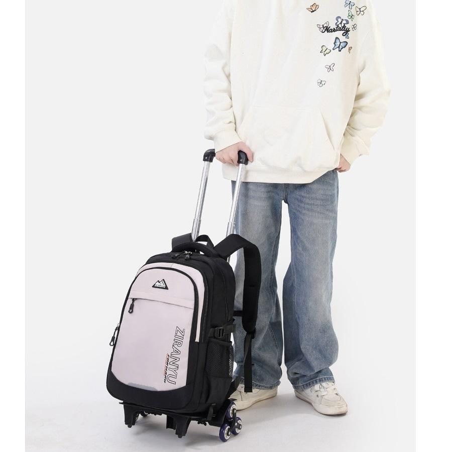 Junior High School Student Trolley Backpack Simple High Quality Ins Campus Rolling Backpack