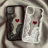 Cute Black White Lace Floral Pattern Phone Case For iPhone 16 17 Pro 15 17Air 13 11 12 XS Max 7 8 14 Plus XR Clear Hard Cover