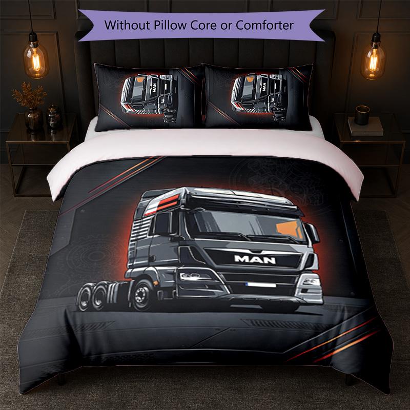 Hombre camión Estampado Juego de Ropa de Cama de 3 Piezas Funda Nórdica Con Dos Fundas de Almohada Ropa de Cama Suave Para Dormitorio del Hogar